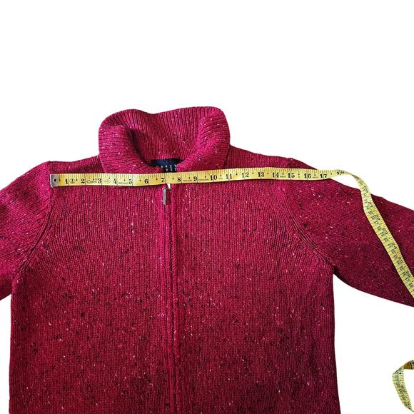 Vtg Liz Claiborne Crazy Horse Collection 90s Red Knit zip up cardigan sweater - Picture 8 of 11
